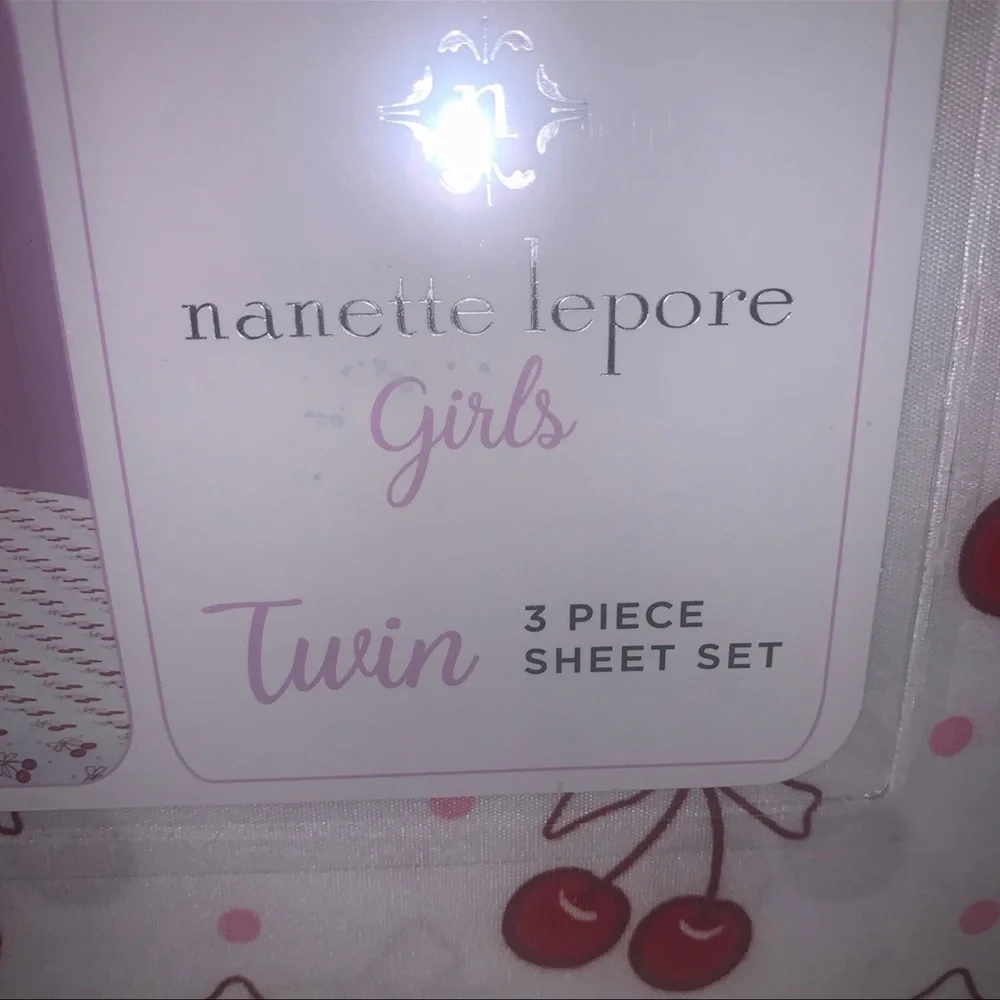 Nanette Lepore Cherry Bows TWIN Sheet Set 3 pc
